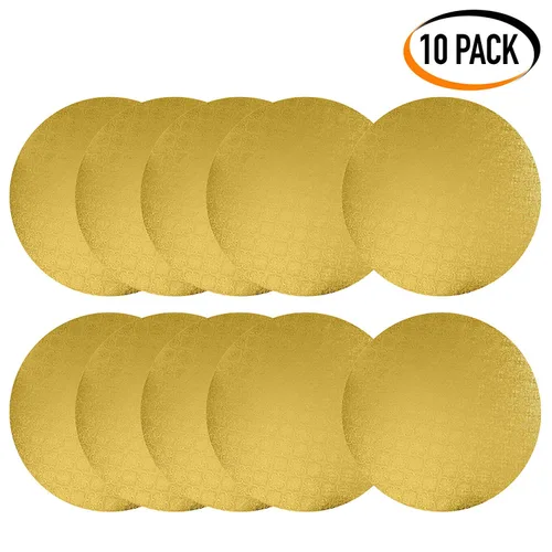 Vista 7 de O'CREME Gold Wraparound - Tabla redonda de tambor para pastelería, 1/4 de pulgada de grosor, 8 pulgadas de diámetro, paquete de 10