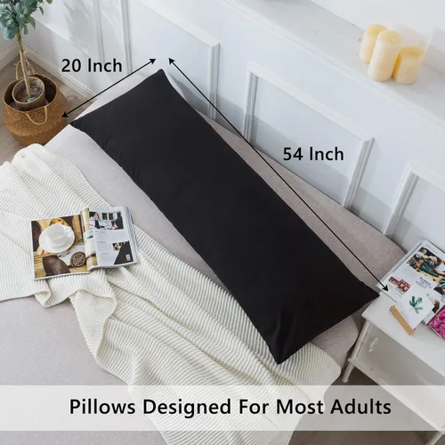 Vista 3 de ELNIDO QUEEN Almohada corporal con funda de almohada - Almohada de cama larga suave para adultos - Relleno de almohada de cuerpo completo Negro