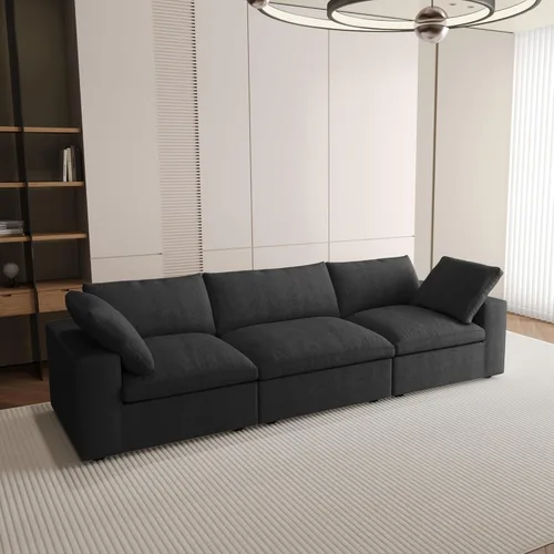 Vista 4 de JACH 3-Seater Modular Sectional Sofas for Living Room, Modern Convertible Cloud Couches, Cushion Covers Removable, Free Combination Module Sectional