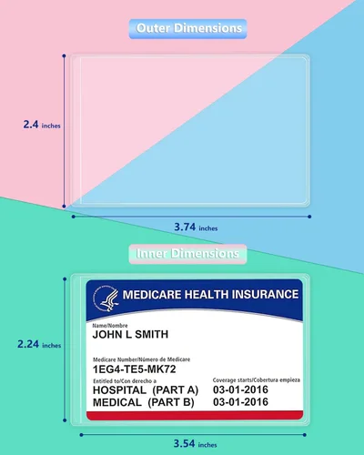 Vista 2 de Pack de 6 fundas protectoras de PVC transparente, resistentes al agua, para tarjeta sanitaria estadounidense Medicare, tarjetas de visita, tarjeta