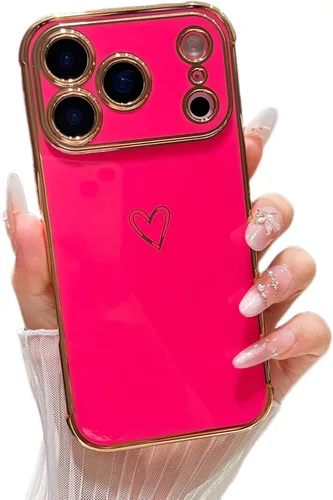 Vista 54 de ZTOFERA Funda diseñada para iPhone Air de 6.5 pulgadas, bonito borde chapado con patrón de corazones de amor con protección para lente de cámara