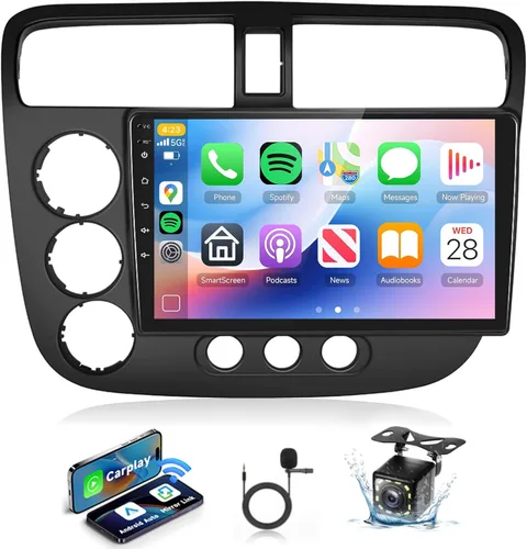 【DSP integrado】Estéreo de coche Android para Honda Civic 2001 2002 2003 2004 2005 Radio inalámbrica Carplay Android Auto GPS Chip, pantalla táctil