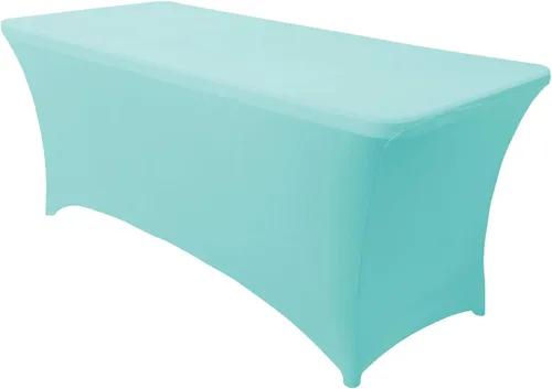 Vista 55 de Obstal Funda de mesa de elastano elástica de 4 pies para mesas plegables estándar, paquete de 2 manteles rectangulares universales ajustables