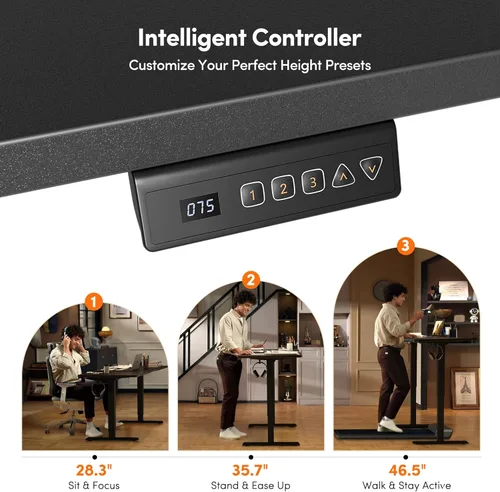 Vista 7 de FEZIBO Escritorio eléctrico de pie de 40 x 24 pulgadas, altura ajustable, sentarse y pararse, escritorio de oficina para computadora con tablero