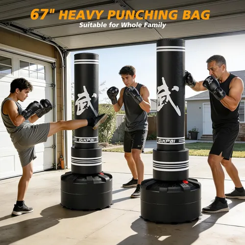 Vista 3 de GIKPAL Freestanding Punching Bag for Adults 67'' Heavy Boxing Bag with Boxing Gloves, No Spring Low-Noise Standing Bag for Home Office Kickboxing