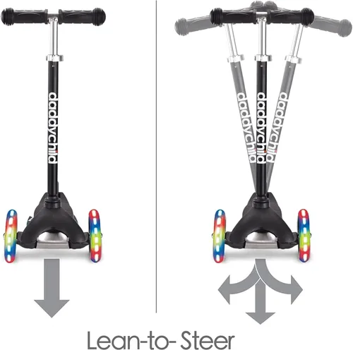 Vista 3 de 3-Wheel Kick Scooter for Kids Ages 3-8 Lean-to-Steer Toddler Scooter with Extra Wide Light Up Wheels, 4 Adjustable Heights, Foldable Scooters for