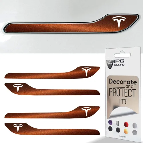 Vista 34 de IPG Kit de 4 calcomanías para manija de puerta de Tesla Model 3/Model Y (juego de 4) con logotipo de Tesla (fibra de carbono negra)