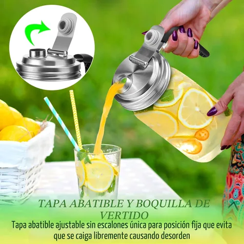 Vista 8 de Tapa de Pico Vertedor para Frasco Mason de Acero Inoxidable con Mango, Tapas de Pico Vertedor Abatible de Boca Ancha para Frascos Mason, Cubierta