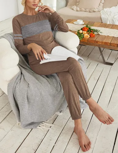 Vista 2 de Ekouaer Sudaderas de manga larga con cuello redondo y bolsillo para mujer