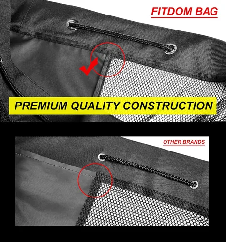 Vista 5 de Bolsa de equipo de fútbol de malla resistente XL de Fitdom con diseño de correa de hombro ajustable para entrenador. Con un bolsillo frontal extra