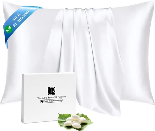 Vista 34 de Ravmix Fundas de almohada de seda con cremallera, de seda de morera de 21 momme para la salud del cabello y la piel, funda de almohada suave, lisa