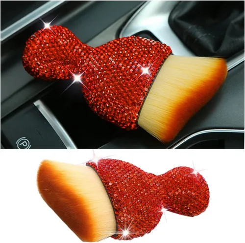 Vista 9 de zipelo Cepillo de polvo para interior de automóvil, cepillo de limpieza para detalles de automóvil con diamante, mango brillante, herramienta