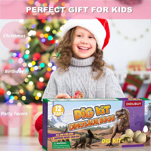 Vista 9 de Easter Dino Eggs Dig Kit, 12 Pack Dinosaur Eggs Excavation Science Experiments Kits for Kids 4-12, Easter Basket/Stocking Stuffers, Toys for 3+ 4 5