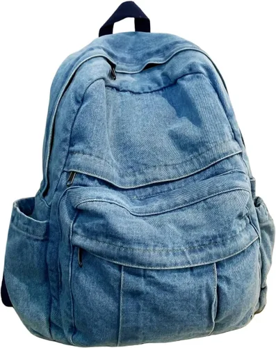 Vista 27 de MaxxCloud Mochila vintage de mezclilla para computadora portátil, estilo casual, de lona, ligera, bolsa de hombro