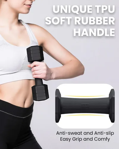 Vista 4 de Juego de mancuernas ajustables, juego de pesas de mano 4 en 1 para mujeres y hombres, un par de mancuernas de 10 libras cada uno de 2 libras, 3