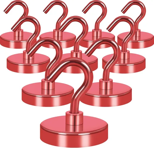 Vista 8 de Neosmuk Magnetic Hooks, 10 kg High Performance Earth Magnets with Hooks, Extra Strong Cruise Hook for Hanging (Pistol Black, Pack of 10)