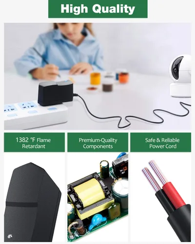 Vista 5 de Fuente de alimentación de 12 V, 1 A, adaptador de CA de 100-240 V CA a CC 12 V 1 A, cable de alimentación 700 mA 500 mA 400 mA 300 mA con enchufe