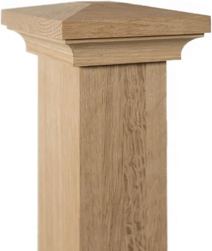 Vista 4 de 930 - Flat Peak Newel Cap - para usar con postes Newel de 3" (roble rojo)