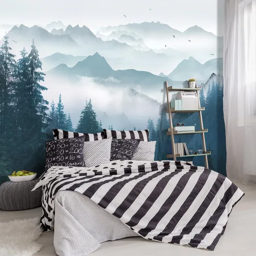 Vista 13 de Papel tapiz de tela de hoja de palma botánica tropical para sala de estar, dormitorio, baño, planta de selva tropical, mural de pared de selva
