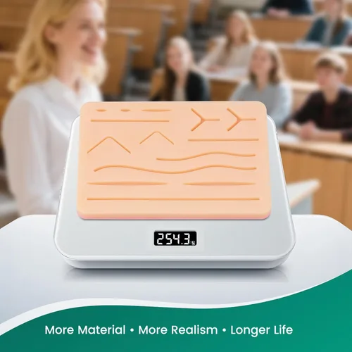 Vista 5 de Ultrassist Almohadilla de práctica de sutura con malla integrada, almohadilla de entrenamiento de sutura de silicona de 3 capas para estudiantes