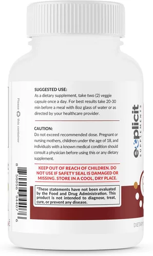 Vista 7 de eXplicit Supplements Suplemento premium de berberina y canela de Ceilán, 180 cápsulas