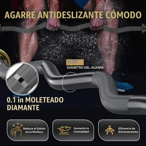 Vista 4 de 47” Solid Steel Olympic Curl Bars, 700LB Oro y negro-capacidad de 700 libras