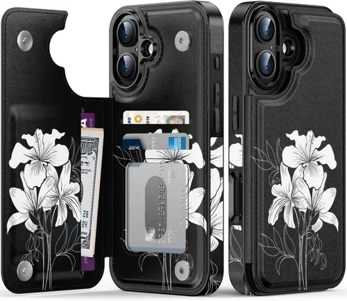 Vista 415 de LETO para iPhone 15 Pro Funda tipo cartera - Tapa tipo folio con patada - Diseños de moda - Tarjetero - Funda protectora para mujeres y niñas - 6.1