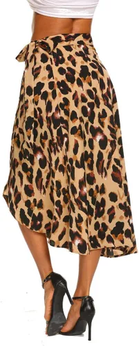 Vista 4 de Newchoice Women's Boho Leopard Skirt High Low Split Summer Beach Midi Wrap Skirts