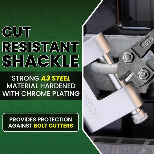 Vista 6 de Britanium® BRB80 - Cerradura de contenedor resistente con 5 llaves, grillete resistente a los cortes de 0.512 in, cuerpo cromado resistente a