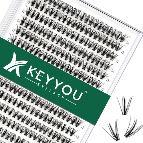 Vista 38 de Kit de extensión de pestañas DIY KEYYOU 280 piezas, pestañas individuales, rizadas D, kit de extensión de pestañas 30D+40D, 9-16 Mix, racimos