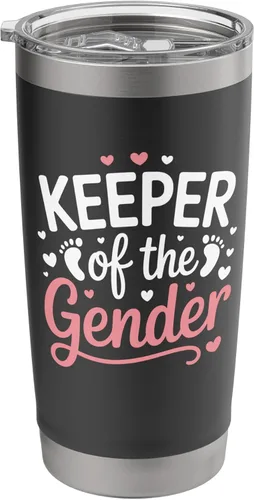 Baby Shower and Gender Reveal, Keeper of the Gender Stainless Steel Insulated Tumbler Black
