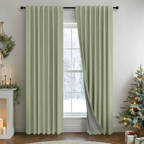Vista 76 de Pitalk Cortinas cortas 100% opacas de lino para cafetería, 40 pulgadas de largo, 2 paneles, cortinas de puerta francesa para ventana, cortina