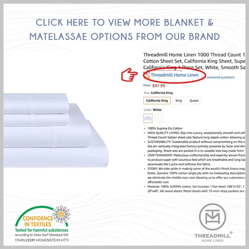 Vista 6 de Threadmill Home Linen Bedding - Juego de sábanas de 300 hilos, 100 % algodón, juego de cama de lujo, 4 piezas, tejido de satén suave, color blanco
