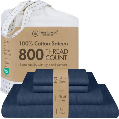 Vista 22 de Threadmill Sábanas para Cama Individual – 800 Número de Hilos Jacquard Celine Gris Oscuro, 100% Algodón Natural Juego de Cama de 3 Piezas a Rayas