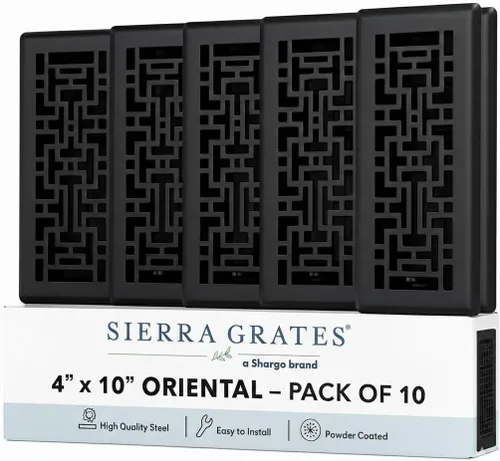 Vista 38 de Registro de piso de diseño oriental de 4 x 12 pulgadas en acabado de bronce metálico, cubiertas de ventilación para piso del hogar, cubiertas