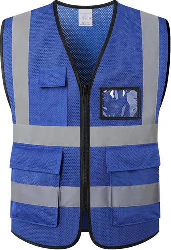 Vista 13 de Chaleco de seguridad reflectante para hombres y mujeres, chaleco de construcción que cumple con el estándar ANSI/ISEA