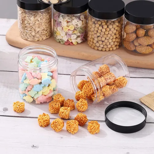 Vista 5 de 32 tarros de plástico de 8 onzas con tapas, recipientes vacíos para cosméticos, tarros redondos de crema PET con tapas negras, etiquetas