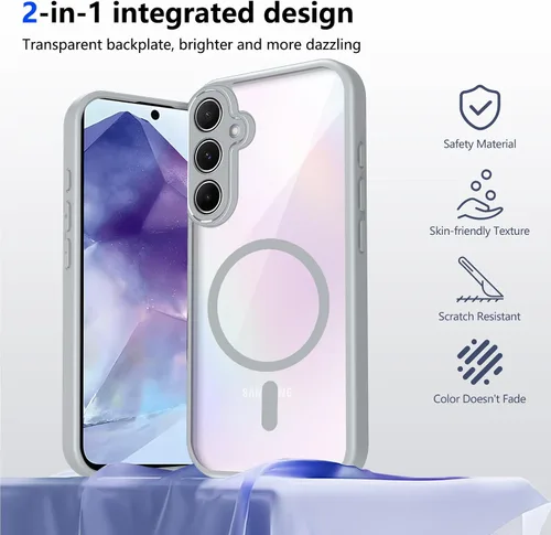 Vista 194 de Funda magnética transparente compatible con Xiaomi 17T, color negro 2 en 1 PC + TPU cubierta de teléfono a prueba de golpes, carcasa protectora