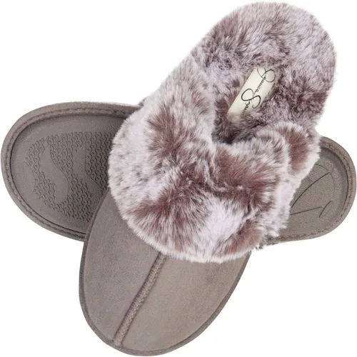 Vista 4 de Jessica Simpson - Pantuflas cómodas de piel sintética para mujer con suela antideslizante y espuma viscoelástica