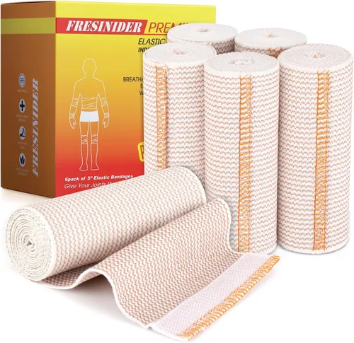 Vista 16 de FRESINIDER Vendaje Elástico, 2" x Paquete de 6 – Vendaje de Compresión de Algodón sin Látex con Cierre de Gancho y Bucle en Ambos Extremos