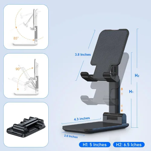 Vista 6 de Soporte para Teléfono de Escritorio, MT-6 Soporte para Teléfono Celular para Escritorio Soporte Universal para Teléfono Celular Plegable y Ajustable