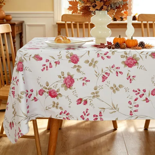 Vista 10 de Mantel de vinilo para primavera y verano con reverso de franela, rectangular, 52 x 70 pulgadas