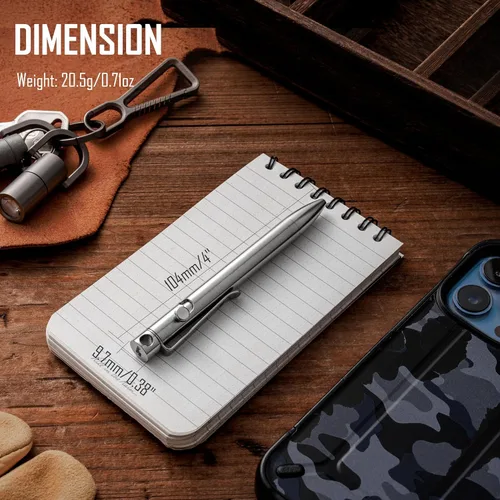 Vista 4 de KeyUnity KP03ST Titanium EDC Bolt Action Pen, KU00 Titanium Quickdraw Mosquetón y KM13 Paquete de conector de llavero giratorio KM13