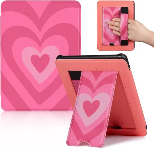 Vista 33 de CoBak - Funda para Ereader de piel sintética duradera con función de apagado y encendido automático, ranura para tarjetas y correa para la mano - Se