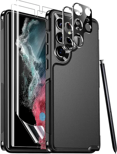 Temdan Funda pesada a prueba de golpes para Samsung Galaxy S22 Ultra, con 2 unidades [protector de pantalla suave + protector de lente de cámara]
