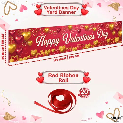 Vista 2 de KatchOn, Cartel de feliz día de San Valentín, extragrande, 120 x 20 pulgadas, pancarta de San Valentín, decoraciones para el día de San Valentín al