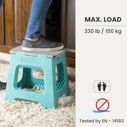 Vista 40 de Vigar Taburete compacto plegable, taburetes de 10-1/2 pulgadas para adultos de hasta 330 libras, taburete ligero, taburete plegable antideslizante