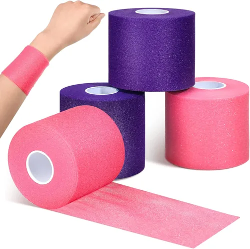 Vista 10 de Nuanchu 4 diademas deportivas preenvolventes de 120 yardas para el cabello, cinta de espuma deportiva para tobillos, muñecas, cinta de espuma Beige