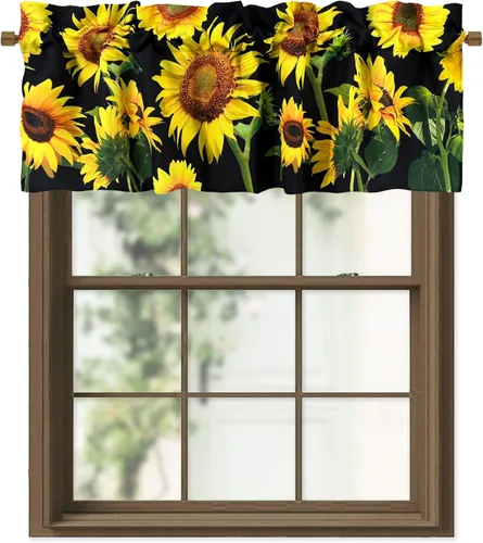 Vista 8 de Cenefas de cocina con hojas de Monstera verdes para ventanas, con bolsillo para cortinero de plantas tropicales, 52 x 18 pulgadas, cenefas
