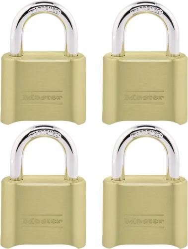 Vista 8 de Master Lock Candado de combinación de latón para uso en interiores y exteriores con combinación reajustable para casillero de gimnasio, puerta
